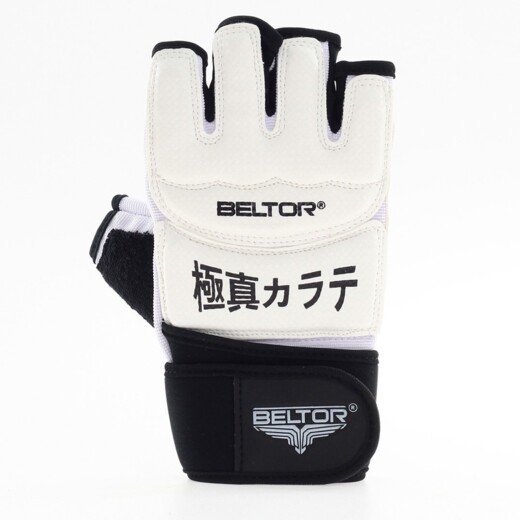 Kyokushin Karate Gloves BELTOR Fireblow with Kanji White