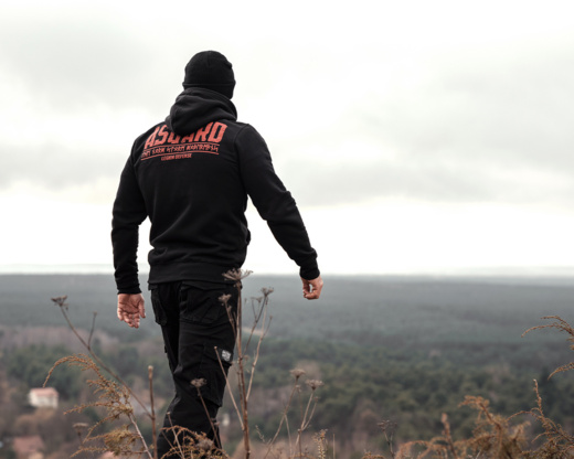 Bluza z kapturem rozpinana Dobermans Aggressive "DEFENCE LEGION ASGARD" BZ332E - szara