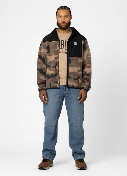 Bluza polarowa rozpinana z kapturem PIT BULL "JOYNER" - woodland camo