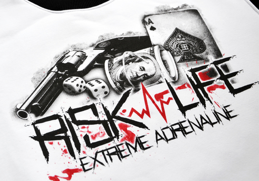 Extreme Adrenaline Hoodie &quot;It is risk is fun!&quot; - White