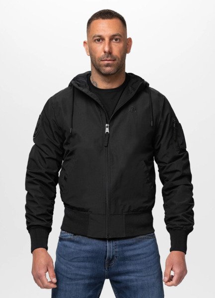PIT BULL "HOOPER" transitional bomber jacket with hood - black