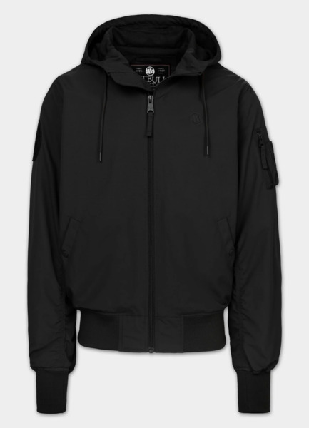 PIT BULL "HOOPER" transitional bomber jacket with hood - black