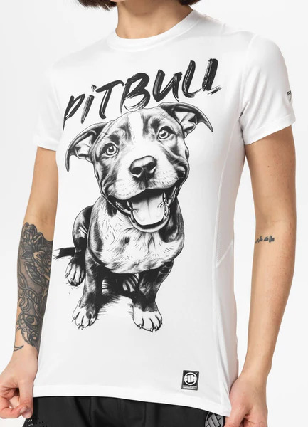 Koszulka sportowa damska PIT BULL Mesh "PUPPY" - biały