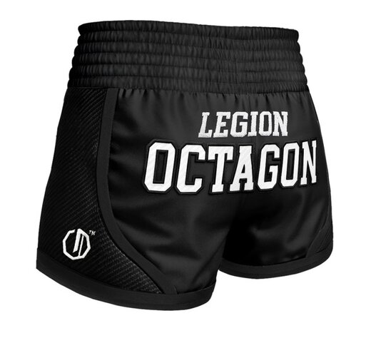 Spodenki Kickboxing/Muay Thai Legion Octagon Kevlar PREMIUM black/white