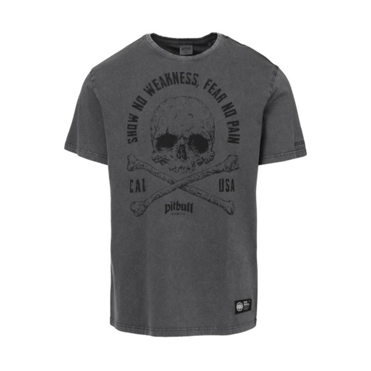 Washed PIT BULL "FEAR NO PAIN" T-shirt - graphite