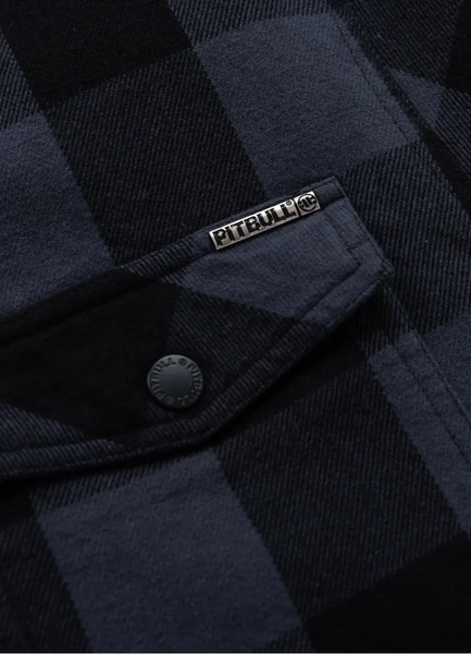 Kurtka flanelowa z kapturem "Pioneer" PIT BULL - szaro/czarna