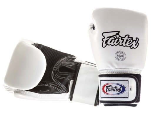 Rękawice bokserskie FAIRTEX BGV1-B (white/black 0palm) breathable "K"