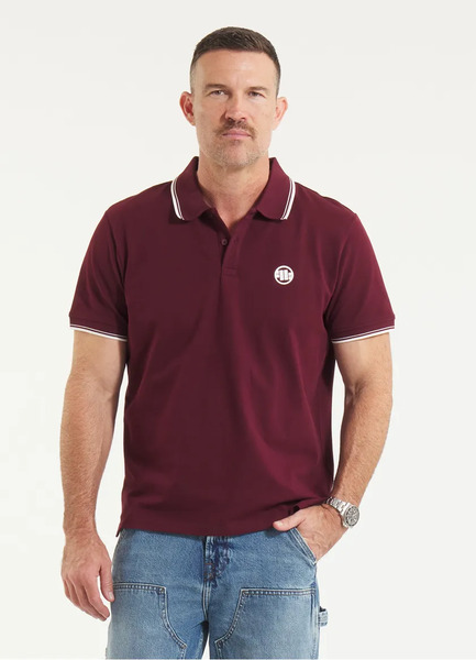 Polo Shirt PIT BULL "Pique" Stripes Regular - burgundy