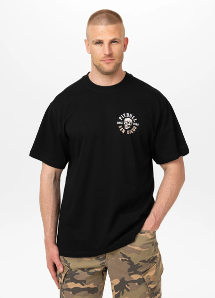 PIT BULL Men&#39;s Loose Fit T-Shirt &quot;SKULL LOGO&quot; - Black