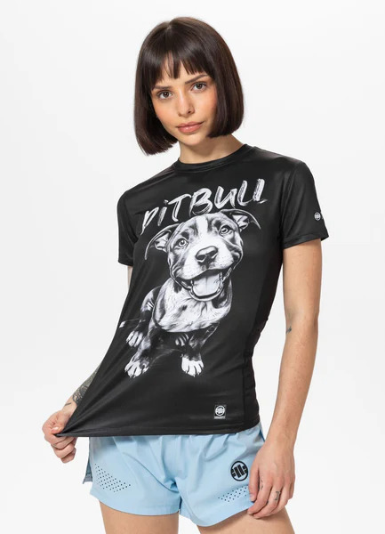 Koszulka sportowa damska PIT BULL Mesh "PUPPY" - czarny