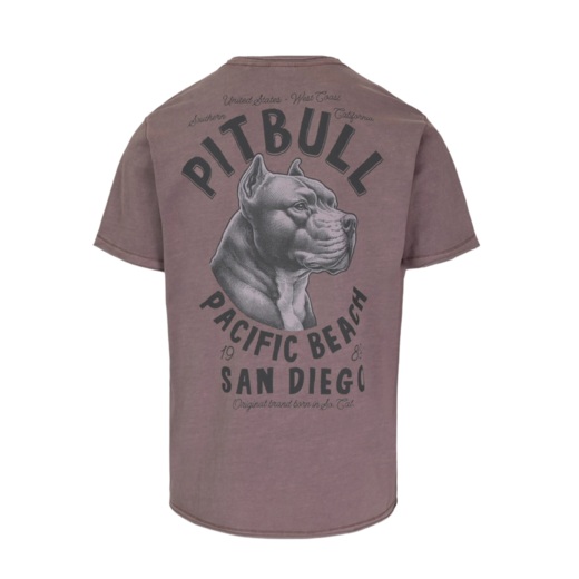 PIT BULL Denim Washed Raw Men's T-Shirt "PACIFIC" - Burgundy