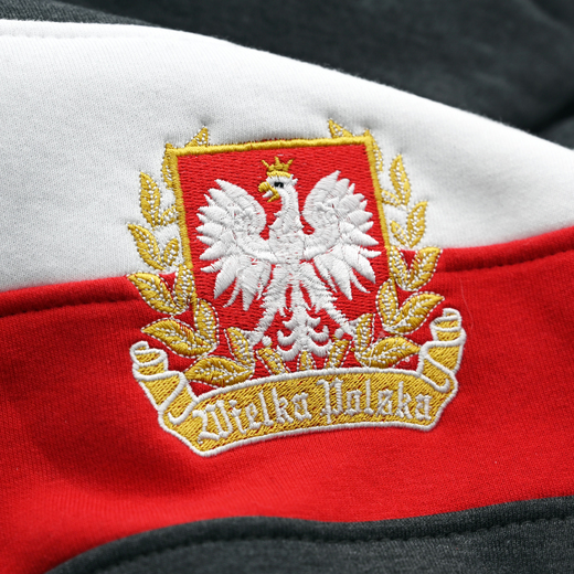 Bluza patriotyczna z kapturem rozpinana pasy Aquila "Polska" - grafitowa