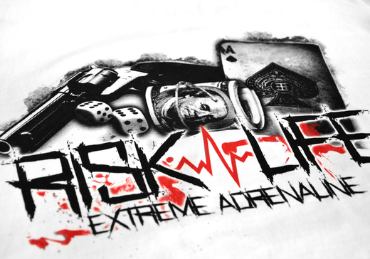 Koszulka Extreme Adrenaline "Jest ryzyko jest zabawa!" - biała