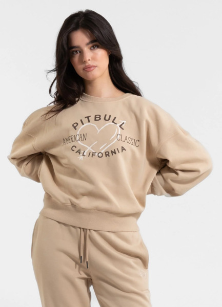 Women&#39;s classic sweatshirt WASHED PIT BULL &quot;MANZANITA HEART&quot; - sand