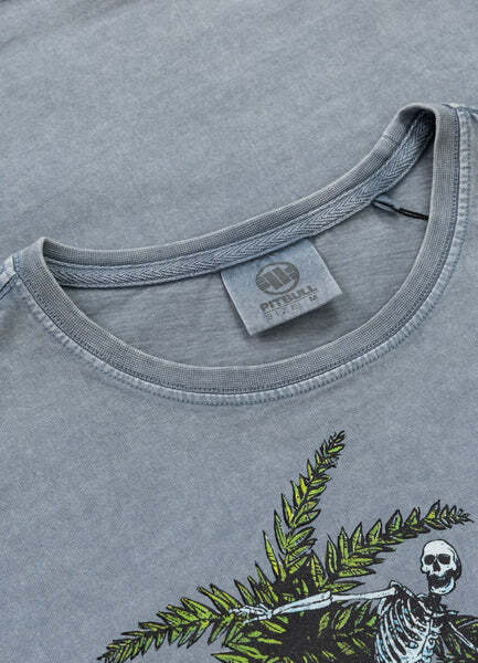 Koszulka męska PIT BULL Denim Washed "OPEN BEACH" - błękitny
