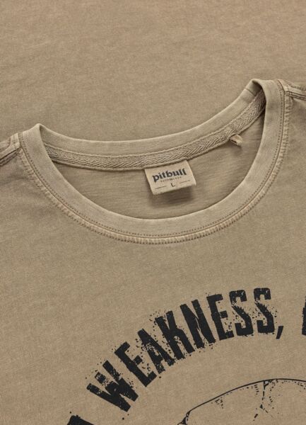 Washed PIT BULL "FEAR NO PAIN" T-shirt - brown