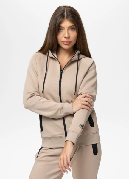 Bluza damska rozpinana z kapturem PIT BULL "EXPLORY" - cappuccino