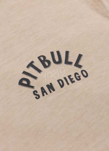 PIT BULL Denim Washed Raw Men&#39;s T-Shirt &quot;PACIFIC&quot; - Light Sand