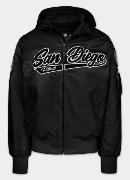 Kurtka bomberka przejściowa z kapturem PIT BULL "AERO" - czarny