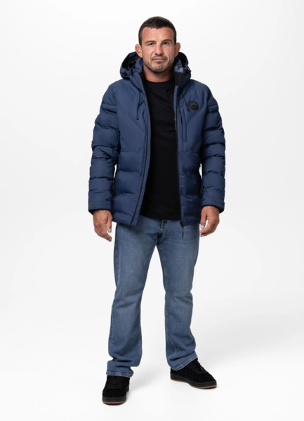 PIT BULL "STANFORD" quilted winter jacket with hood - navy blue