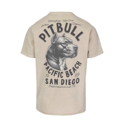 PIT BULL Denim Washed Raw Men's T-Shirt "PACIFIC" - Light Sand