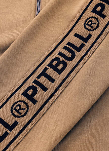 PIT BULL Oldschool &quot;Tape Logo&quot; Zip-Up Sweatshirt - Brown