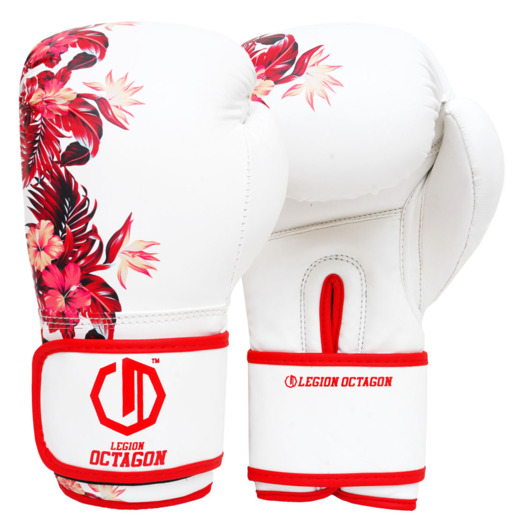 Rękawice bokserskie damskie Legion Octagon Flower - white/red