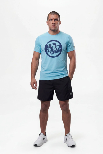 Koszulka Sportowa Mesh PIT BULL "LOGO PALMS" - niebieski