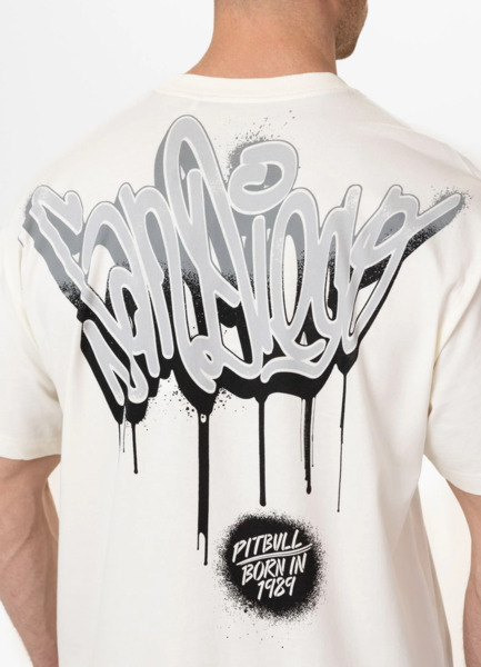 PIT BULL Loose Fit "GRAFFITI" Men's T-Shirt - Off-White