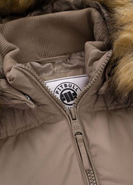 Kurtka zimowa męska z kapturem PIT BULL "BURNT" - ciemny piaskowy