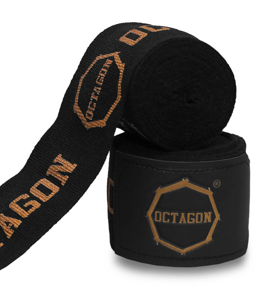 Bandaże bokserskie owijki Octagon 3 m Fightgear Supreme Printed - czarno/złote