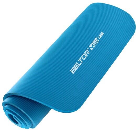 Mata do ćwiczeń fitness Beltor NBR 1 cm - niebieska