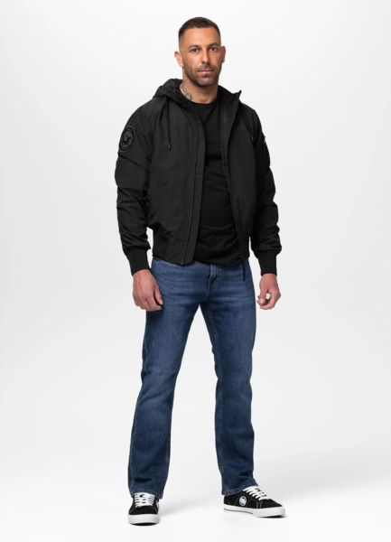 PIT BULL "HOOPER" transitional bomber jacket with hood - black