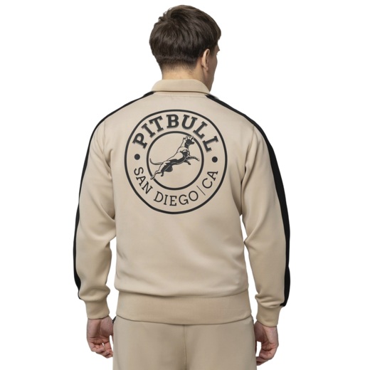Bluza rozpinana Oldschool PIT BULL "SAN DIEGO CA" - piaskowy