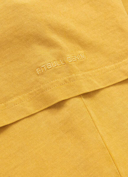 Koszulka męska PIT BULL Denim Washed "OPEN BEACH" - żółty