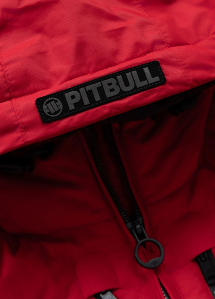 Kurtka zimowa PIT BULL pikowana z kapturem CRESTLINE - czerwony