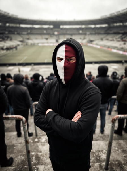 White and burgundy balaclava