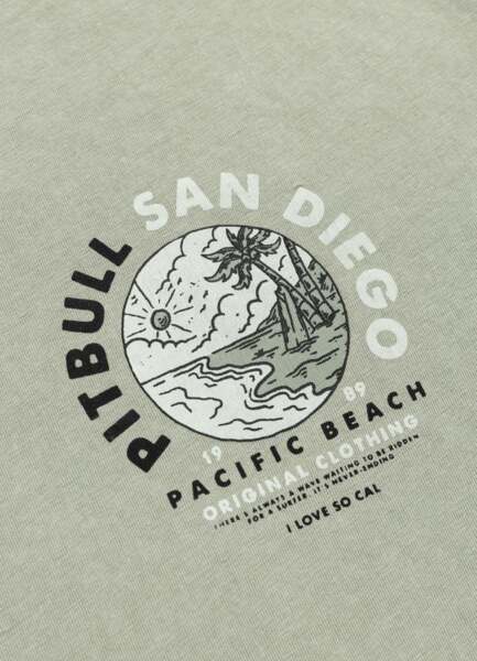 PIT BULL Denim Washed &quot;PLANET SURF&quot; Men&#39;s T-Shirt - Sage