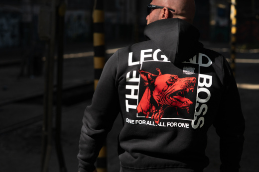 Dobermans Aggressive &quot;THE LEGEND BOSS BCZ382&quot; Zip-Up Sweatshirt - Gray