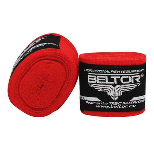 Bandaż bokserski owijki Beltor 4m elastyczny + etui - czerwony