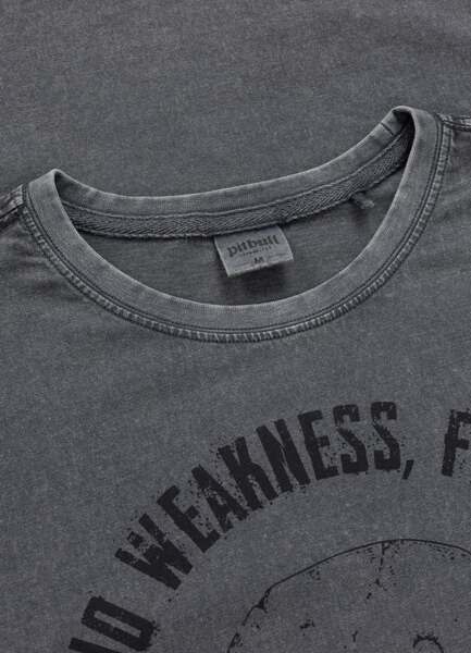 Washed PIT BULL "FEAR NO PAIN" T-shirt - graphite
