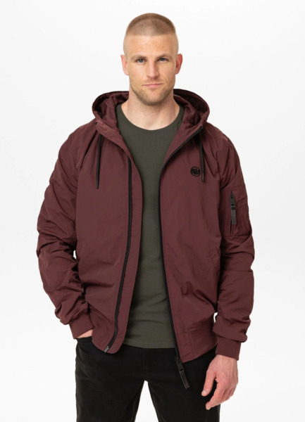 Kurtka męska przejściowa z kapturem PIT BULL "STEIN" - bordowy