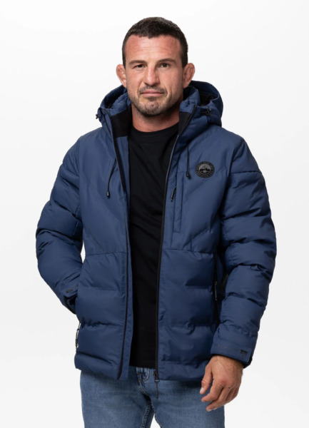 PIT BULL "STANFORD" quilted winter jacket with hood - navy blue