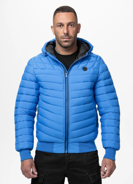 Kurtka zimowa PIT BULL pikowana z kapturem "NAYLOR" - niebieski