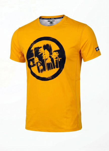 Koszulka Sportowa Mesh PIT BULL "LOGO PALMS" - żółty