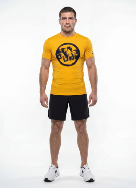 Koszulka Sportowa Mesh PIT BULL "LOGO PALMS" - żółty