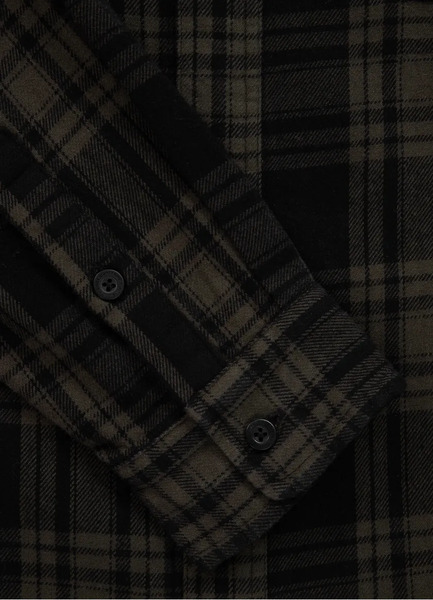 Flannel shirt with hood &quot;Woodson&quot; - PIT BULL - olive/black