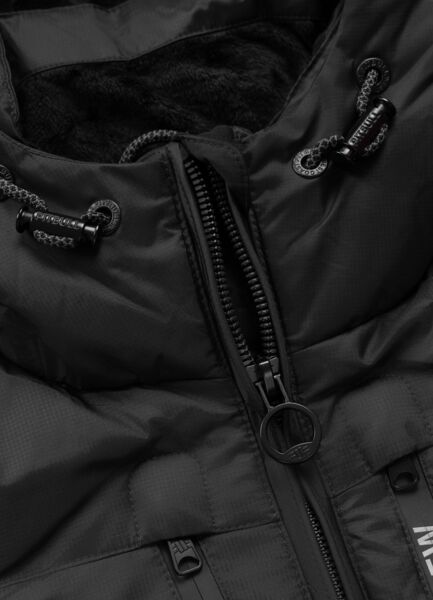 Kurtka zimowa PIT BULL pikowana z kapturem CRESTLINE - czarny