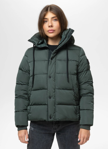 PIT BULL "AMALIA" quilted winter jacket with hood - dark green