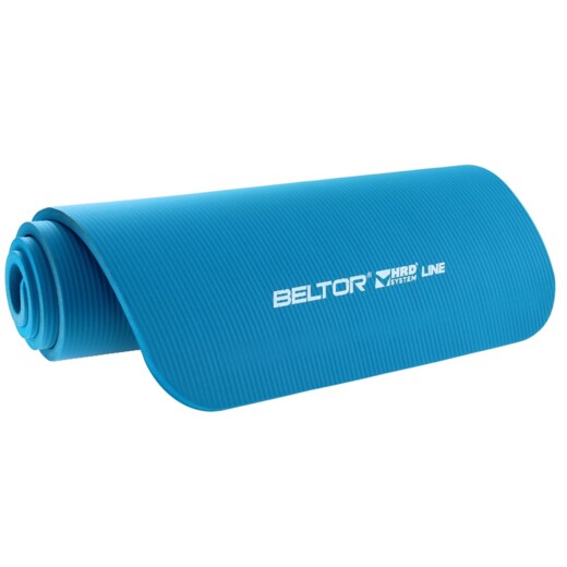 Gruba mata do ćwiczeń fitness Beltor NBR 1,5 cm - niebieska